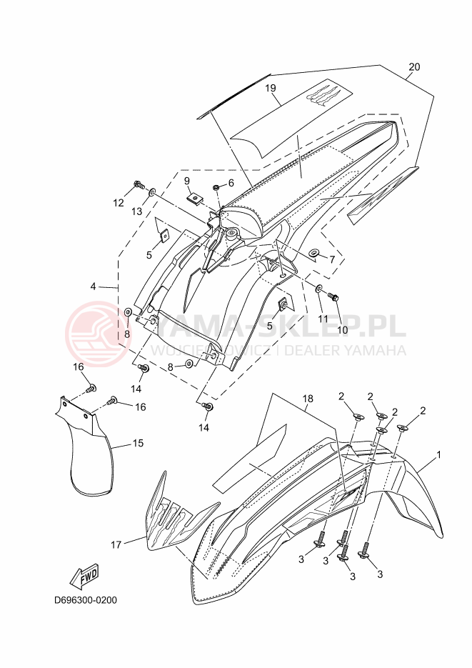 Schemat "błotnik" do Yamaha YZ250