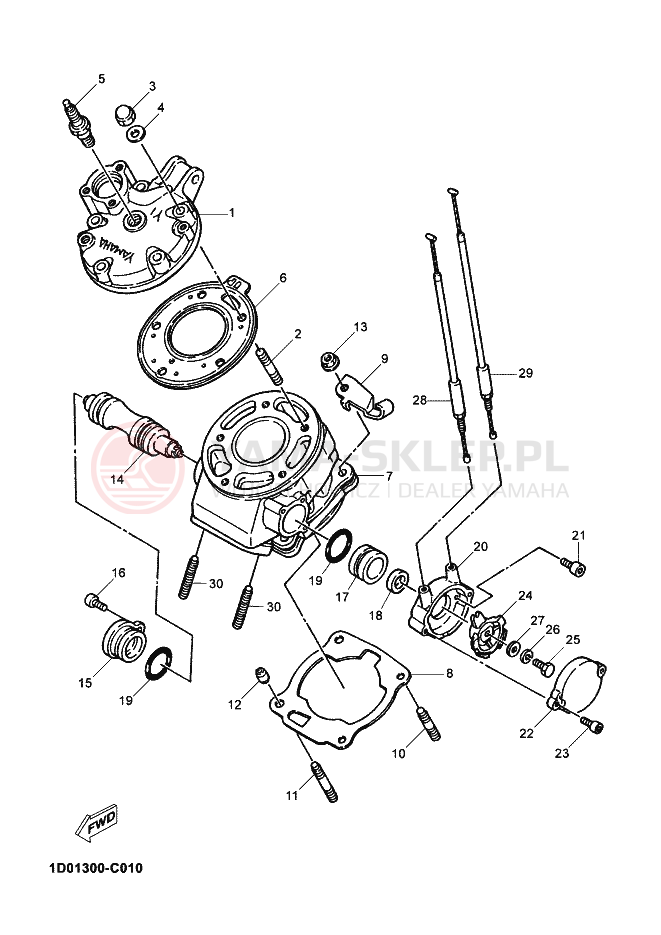 Schemat "cylinder" do Yamaha DT125X DT 125 SM