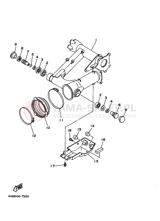 Schemat "wahacz" do Yamaha YFM350FW-X