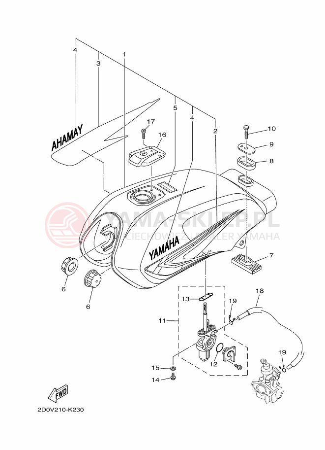 Schemat "zbiornik paliwa" do Yamaha YB125