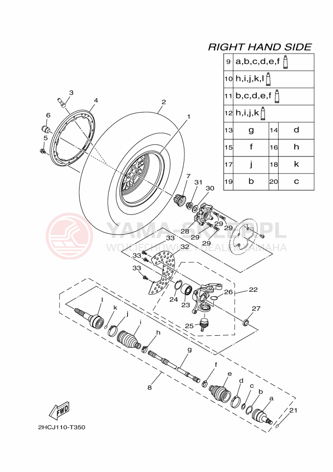 Schemat "Koło przód" do Yamaha YXZ1000R SS