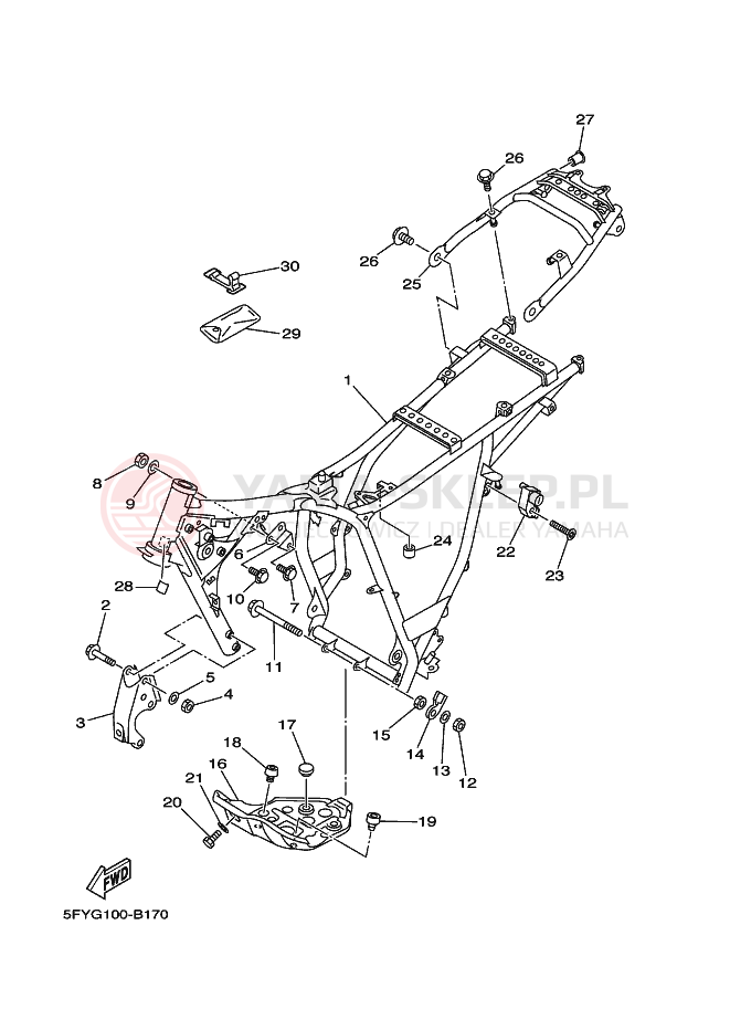 Schemat "rama" do Yamaha TW200E TW200T