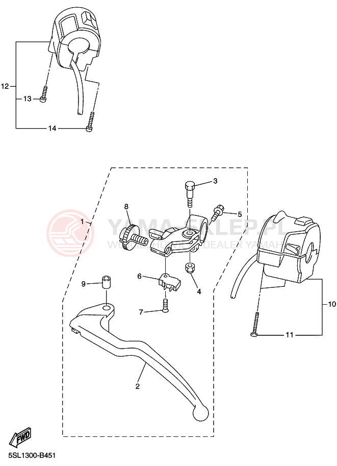 Schemat "Kierownica i osprzęt" do Yamaha YZF-R6