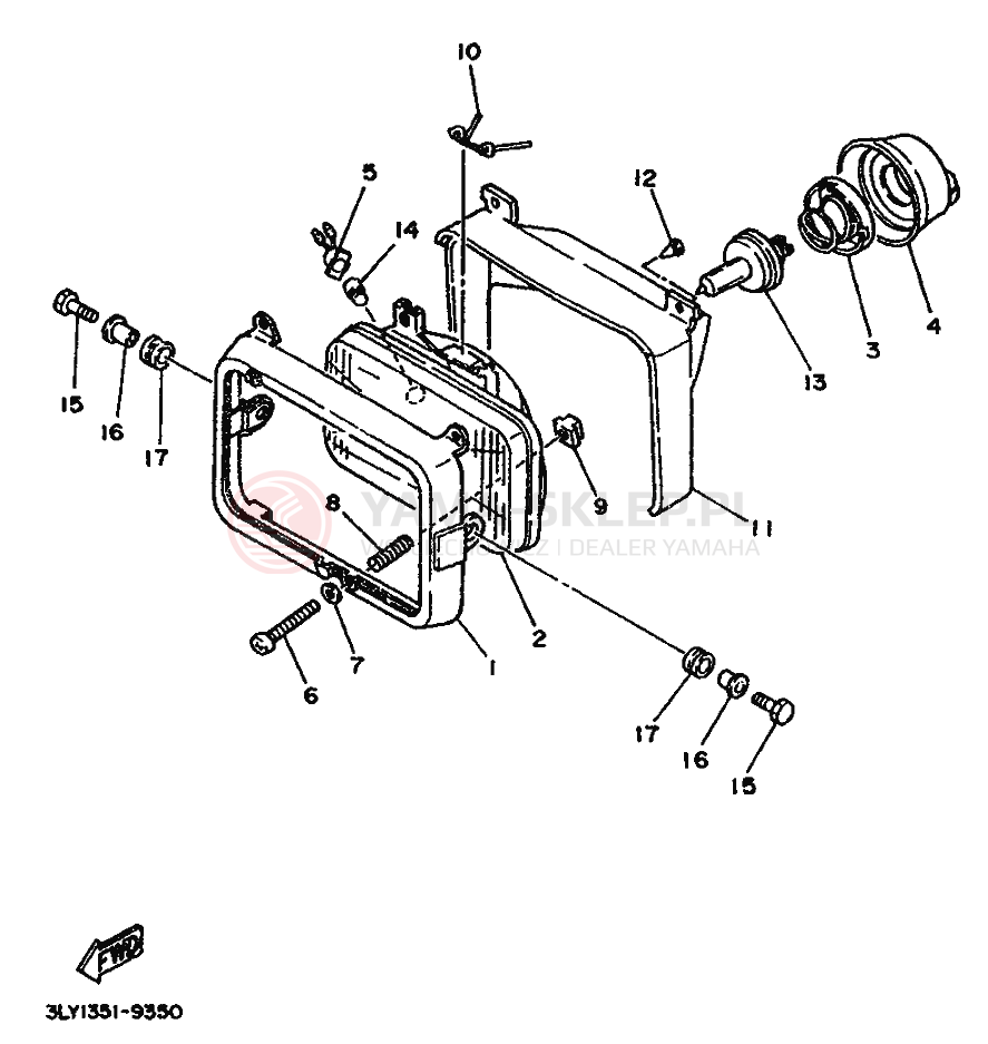 Schemat "Lampa przód" do Yamaha TW200E