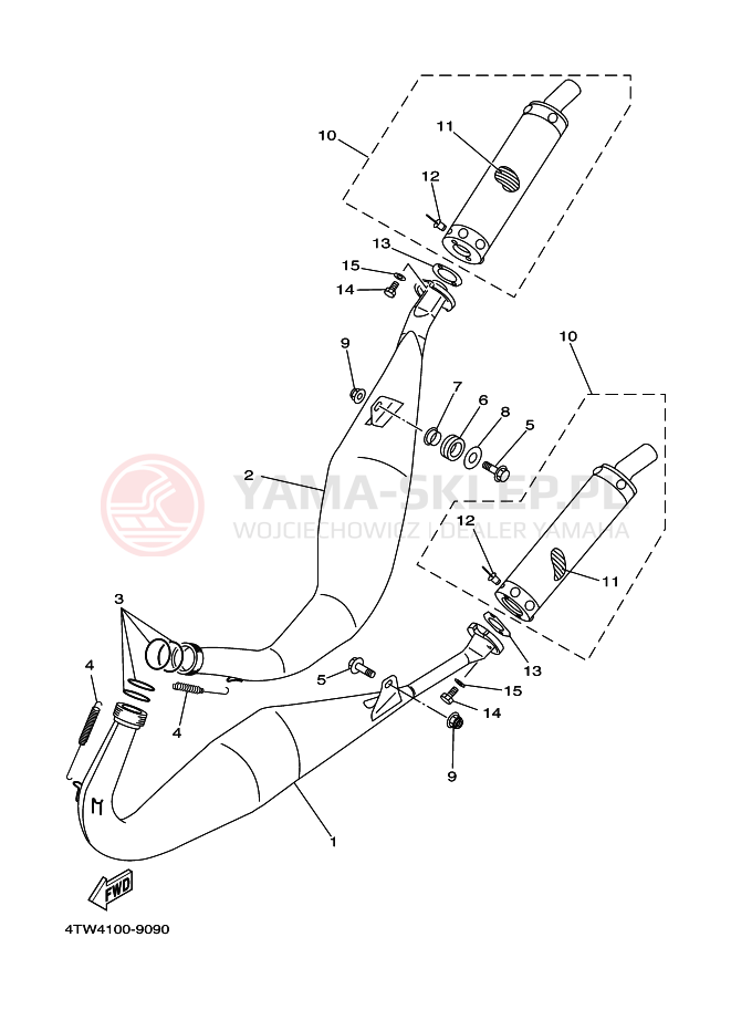 Schemat "Wydech końcowy" do Yamaha TZ250