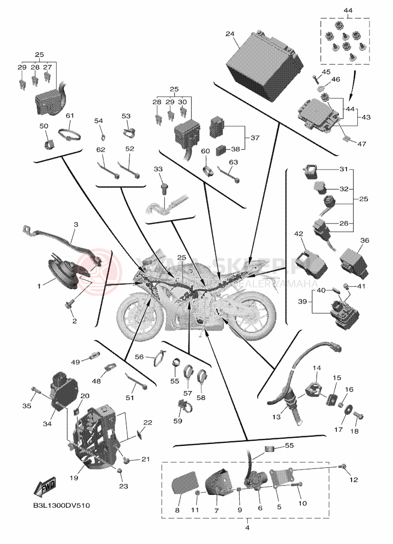Schemat "układ elektryczny" do Yamaha YZF1000 YZF-R1