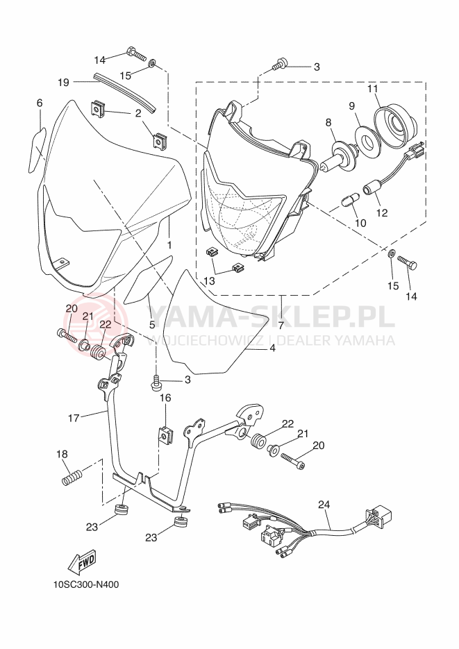 Schemat "Lampa przód" do Yamaha XT660X