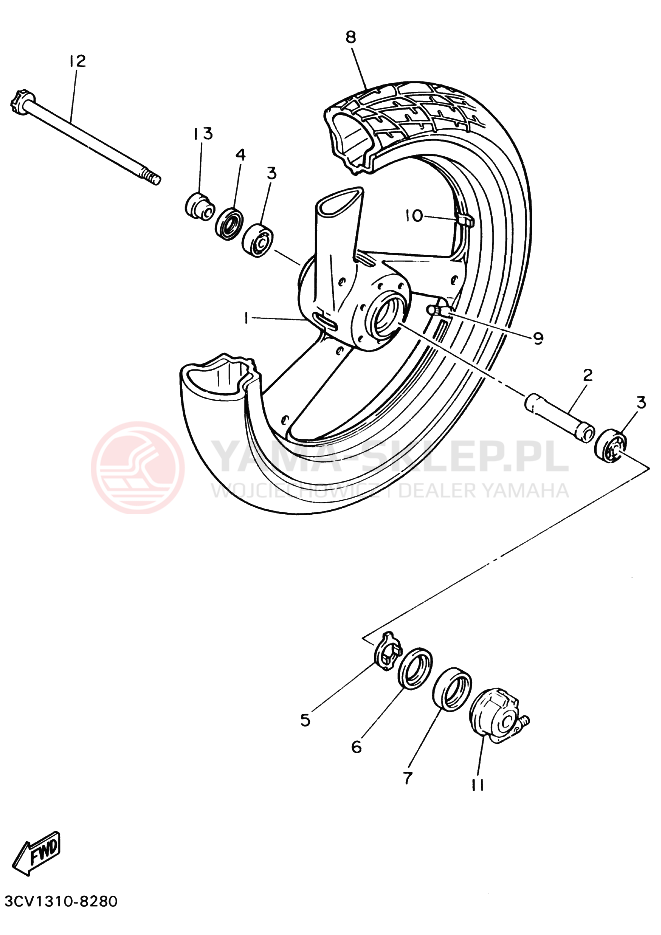 Schemat "Amortyzatory przód" do Yamaha FJ1200