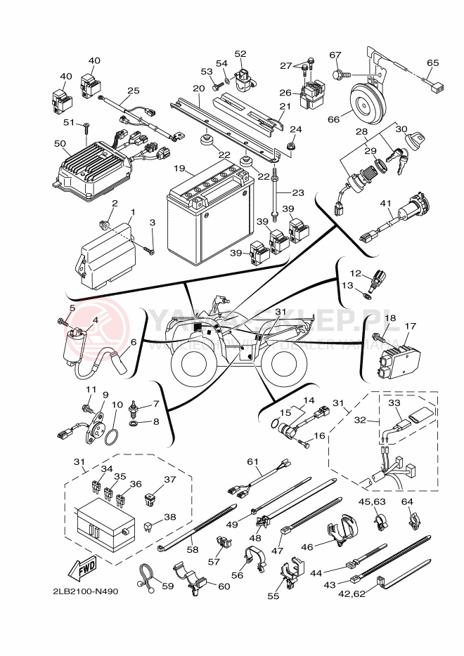 Schemat "układ elektryczny" do Yamaha YFM550PE