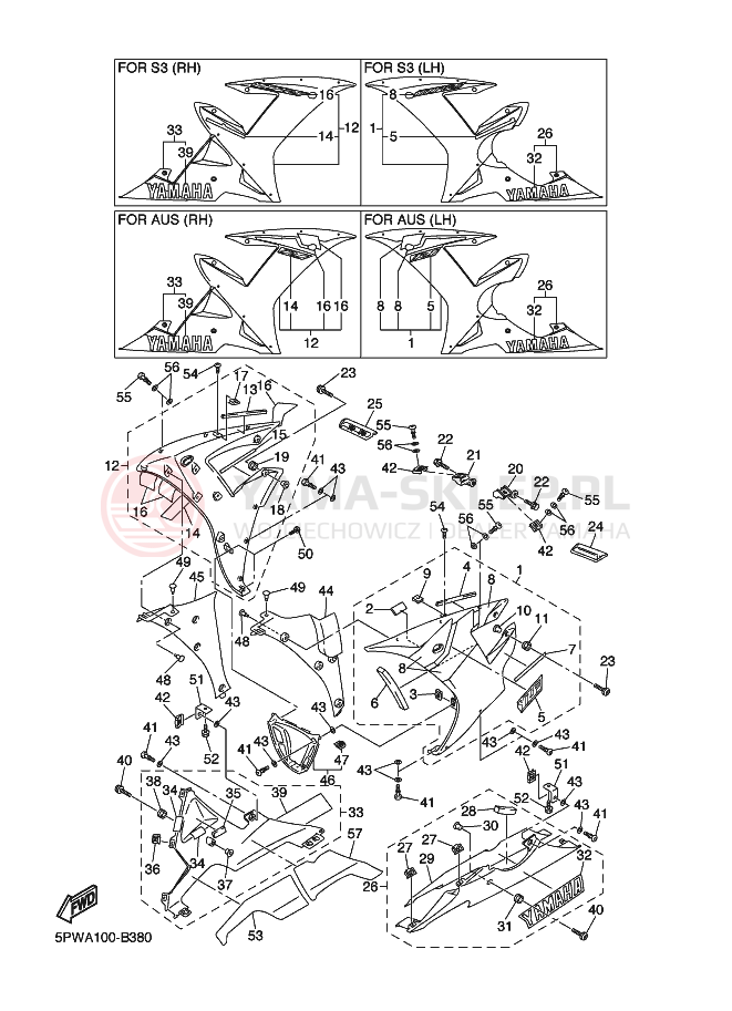 Schemat "POKRYWA SILNIKA 2" do Yamaha YZF-R1 YZF-R1R R1