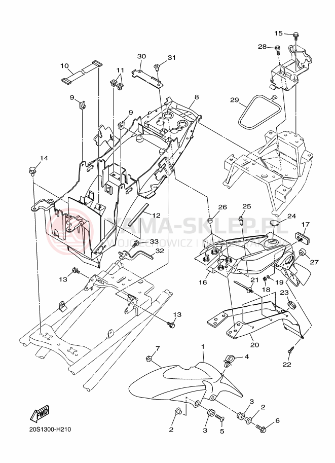 Schemat "błotnik" do Yamaha XJ6