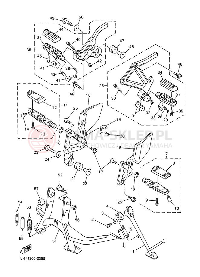Schemat "Stopka postojowa i podnóżki" do Yamaha FZS600 FAZER
