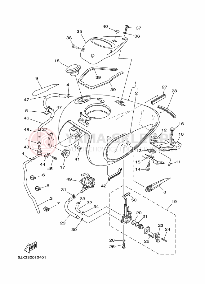 Schemat "zbiornik paliwa" do Yamaha XVS125 DRAGSTAR