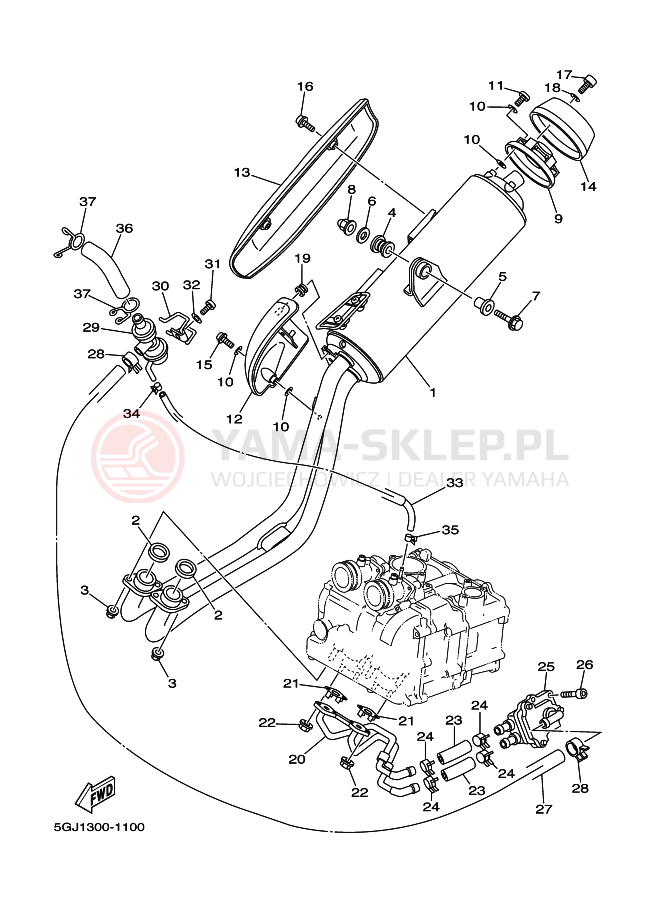 Schemat "Wydech końcowy" do Yamaha TMAX