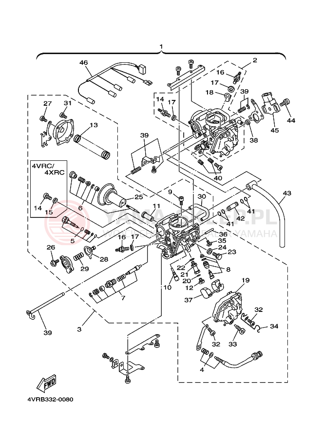 Schemat "Gaźnik" do Yamaha XVS650 DRAGSTAR