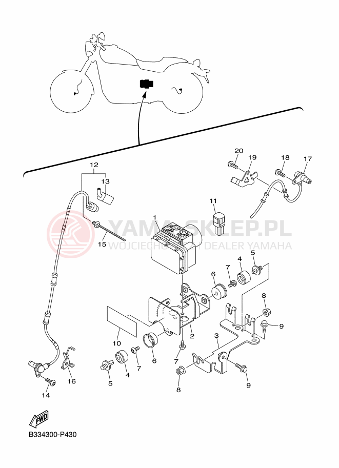Schemat "SPRZĘT ELEKTRYCZNY 3" do Yamaha XVS950 ABS