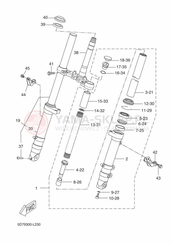 Schemat "Amortyzatory przód" do Yamaha YZF-R125