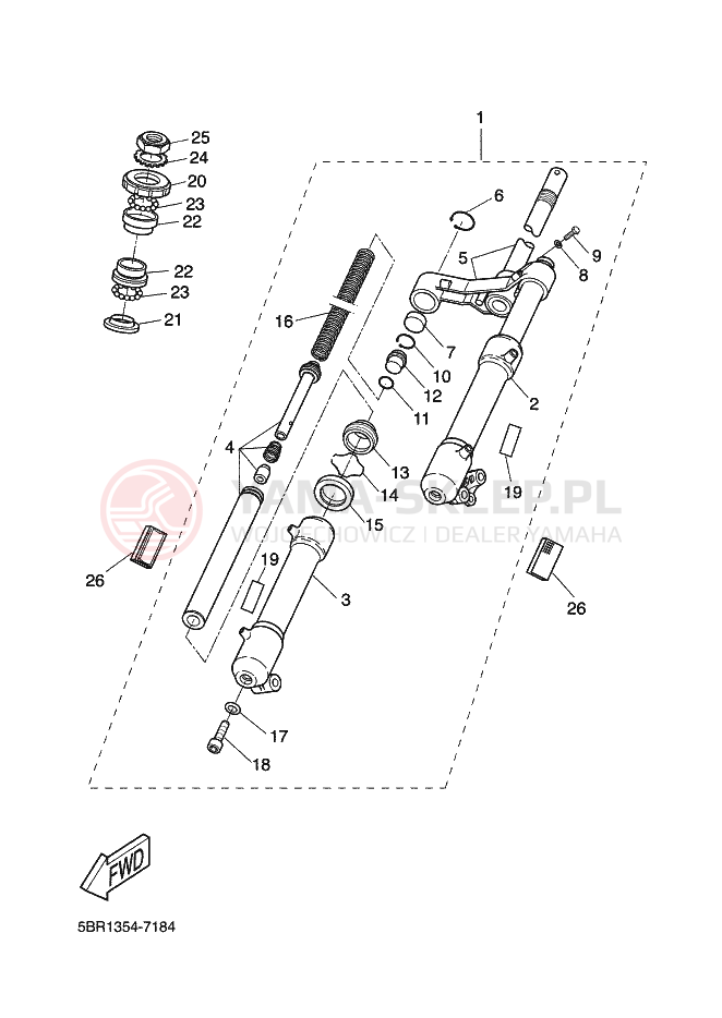 Schemat "Amortyzatory przód" do Yamaha AEROX