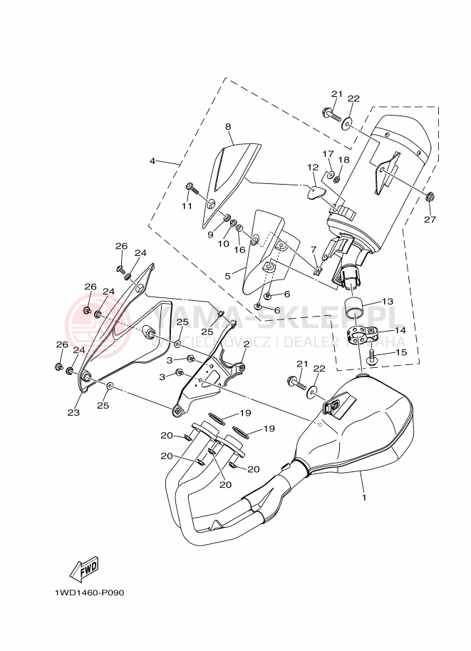 Schemat "Wydech końcowy" do Yamaha YZF-R25
