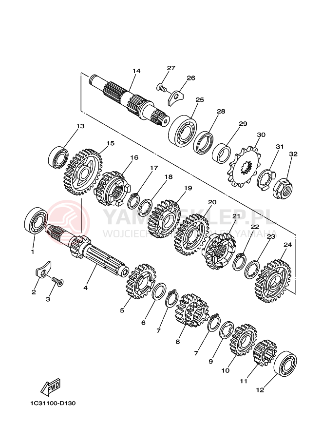 Schemat "Skrzynia biegów " do Yamaha YZ125