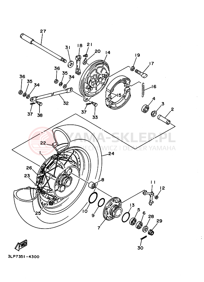 Schemat "Koło tył" do Yamaha XV1100 VIRAGO