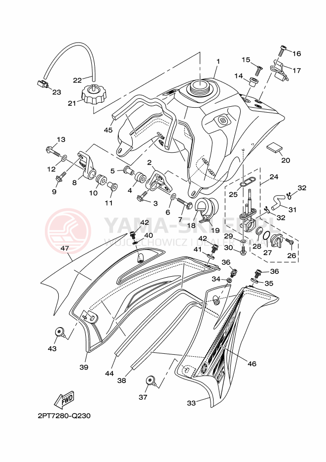 Schemat "zbiornik paliwa" do Yamaha TT-R125LW