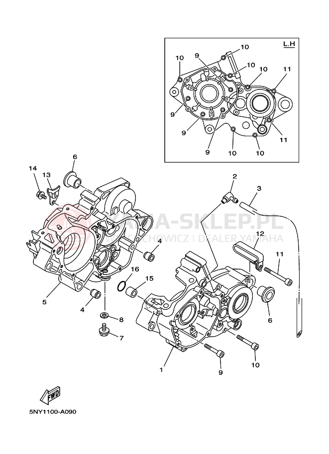 Schemat "Obudowa silnika" do Yamaha YZ125