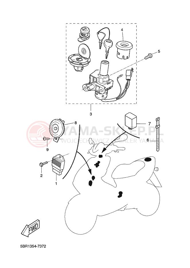 Schemat "układ elektryczny" do Yamaha AEROX