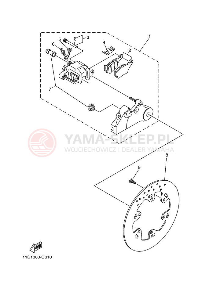 Schemat "TYLNI HAMULEC" do Yamaha TENERE