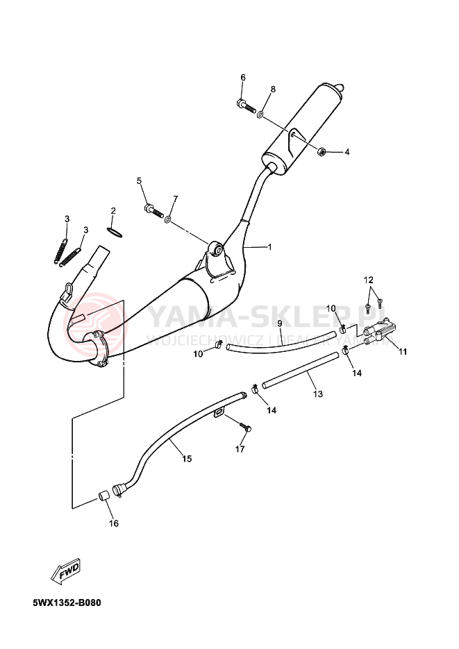 Schemat "Wydech końcowy" do Yamaha TZR50
