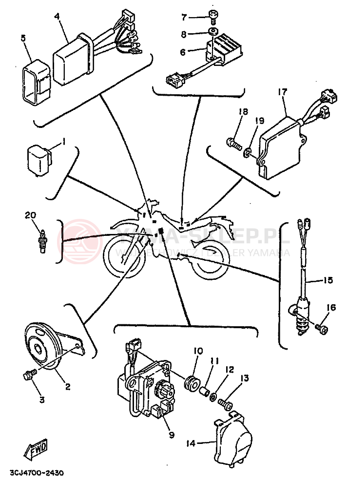 Schemat "układ elektryczny" do Yamaha DT200R DT200RH