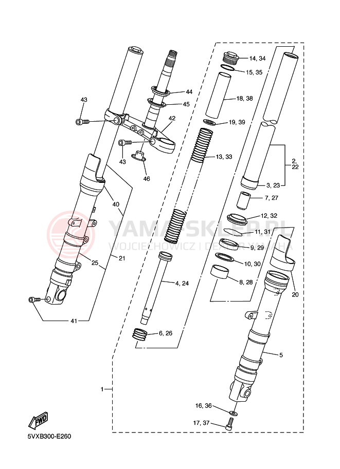 Schemat "Amortyzatory przód" do Yamaha FZ6-SA FAZER