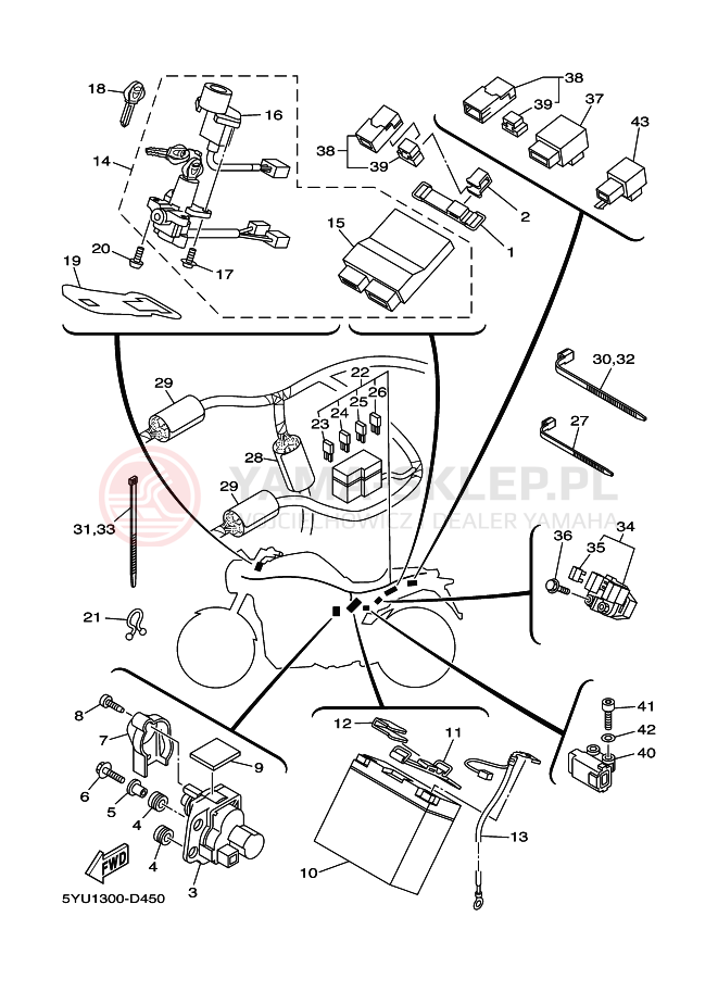 Schemat "układ elektryczny" do Yamaha MT01
