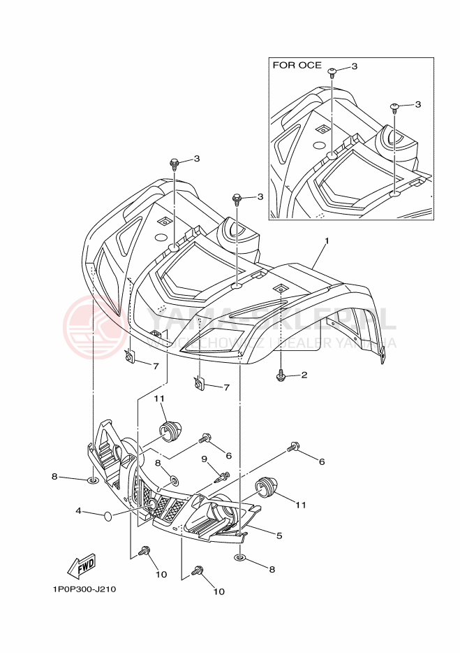 Schemat "PRZEDNI BŁOTNIK" do Yamaha BIG BEAR 250