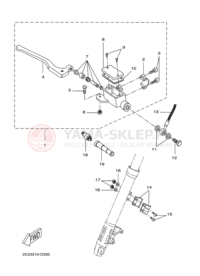 Schemat "Pompa hamulcowa przednia" do Yamaha DT50R