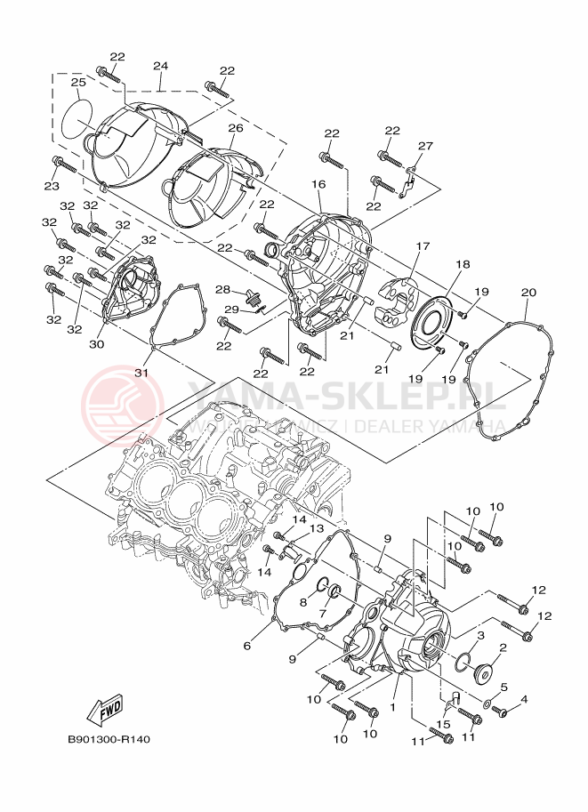 Schemat "Pokrywa silnika" do Yamaha XSR900