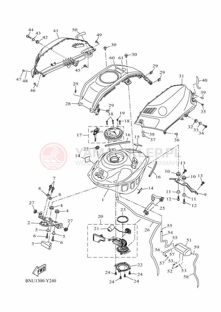Schemat "zbiornik paliwa" do Yamaha YZF-R125
