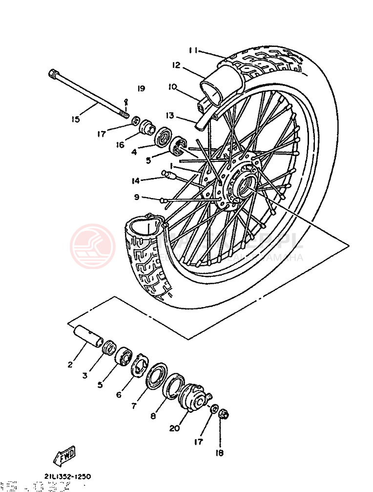 Schemat "Koło przód" do Yamaha SR250