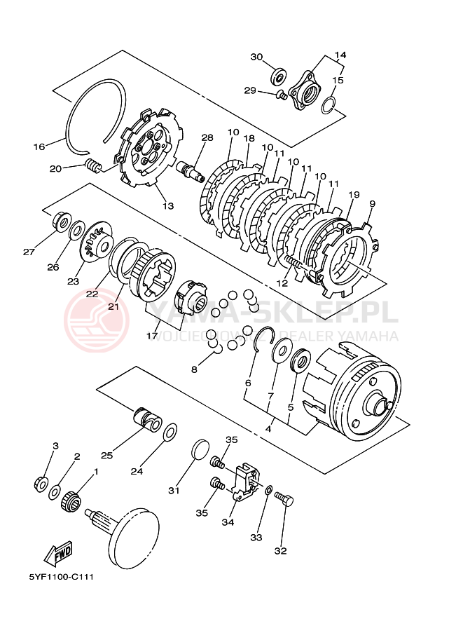 Schemat "sprzęgło" do Yamaha YFM50