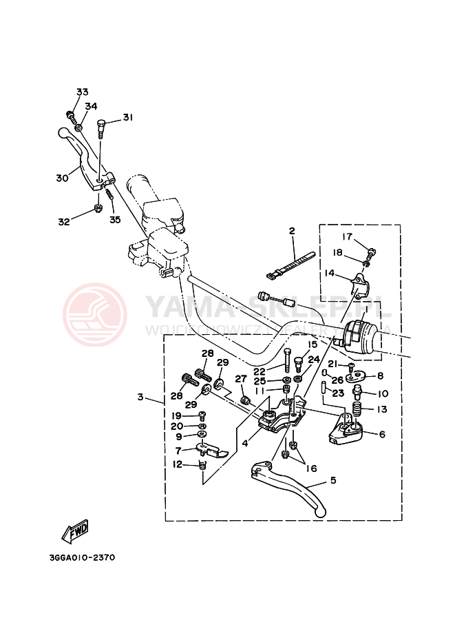 Schemat "Kierownica i osprzęt" do Yamaha YFZ350
