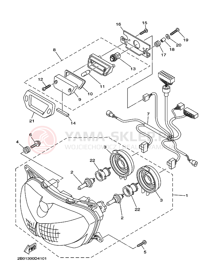 Schemat "Lampa przód" do Yamaha TDM900A