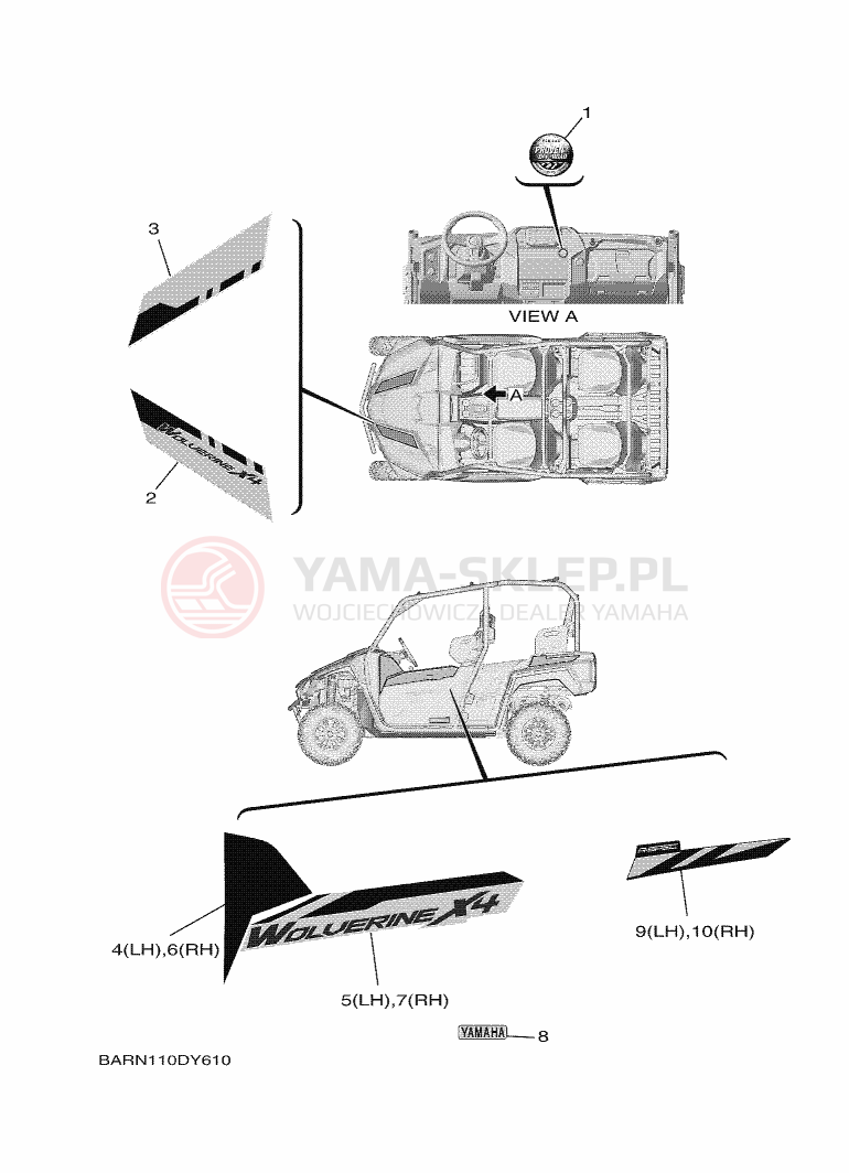 Schemat "Naklejki" do Yamaha WOLVERINE X4 EPS