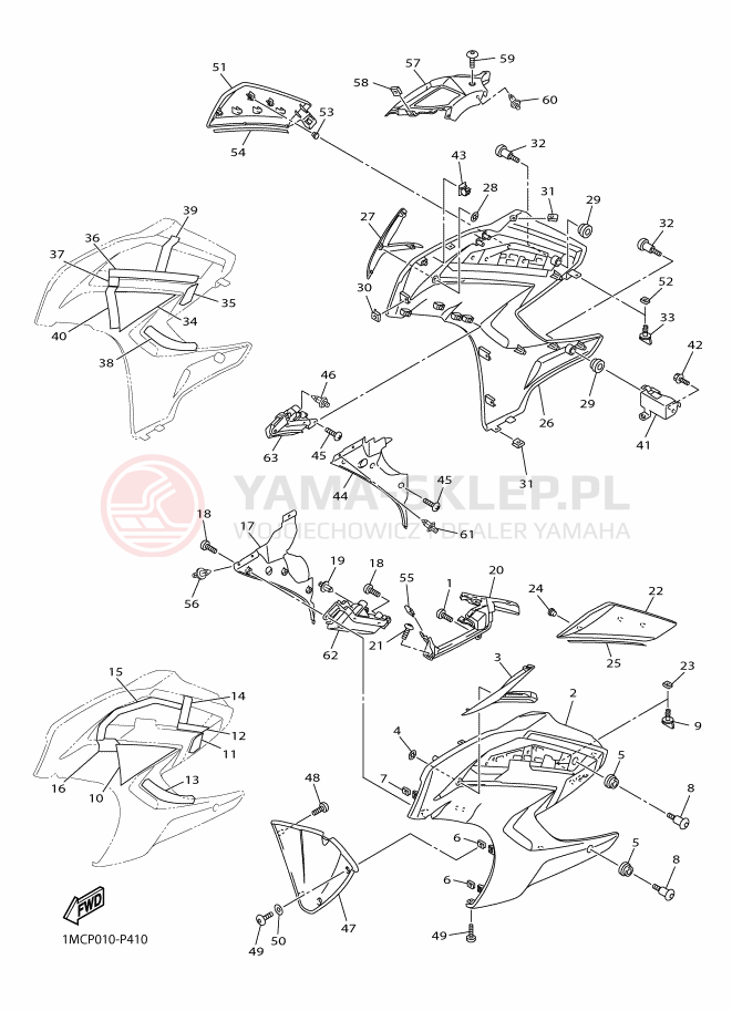 Schemat "elementy nadwozia" do Yamaha FJR1300AS