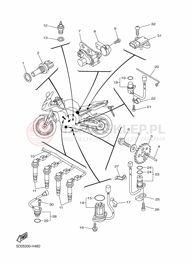 Schemat "układ elektryczny" do Yamaha FZ1-SA