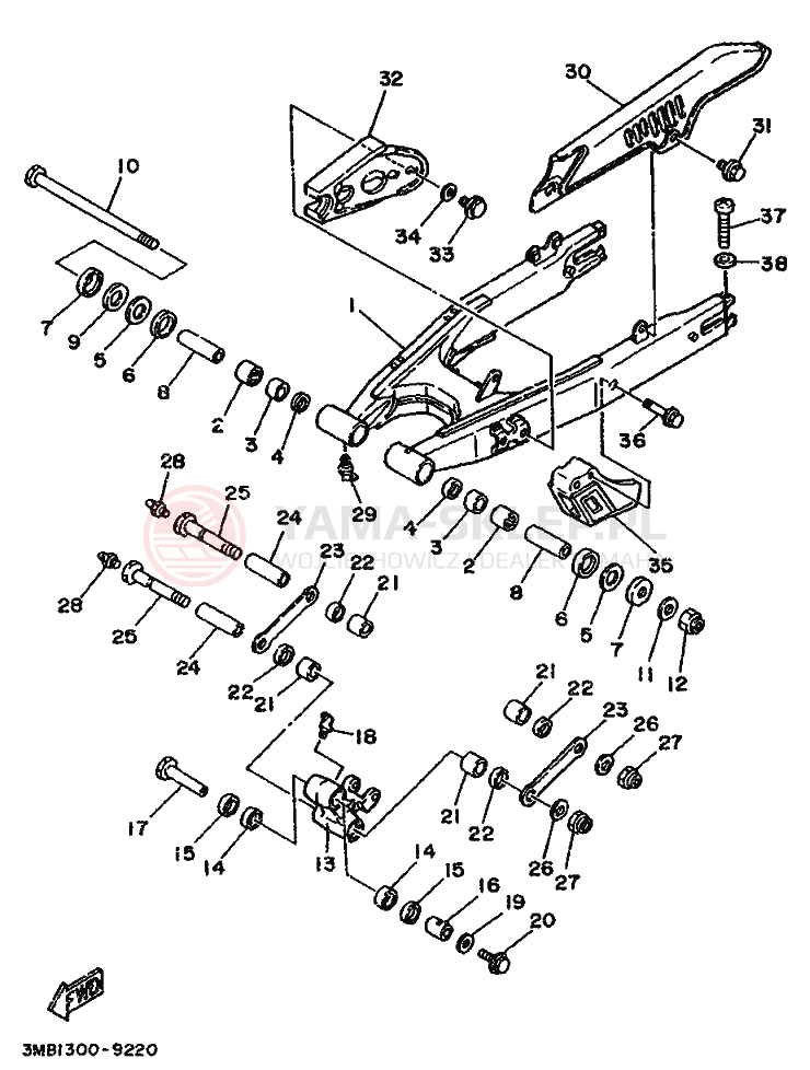 Schemat "wahacz" do Yamaha DT125R
