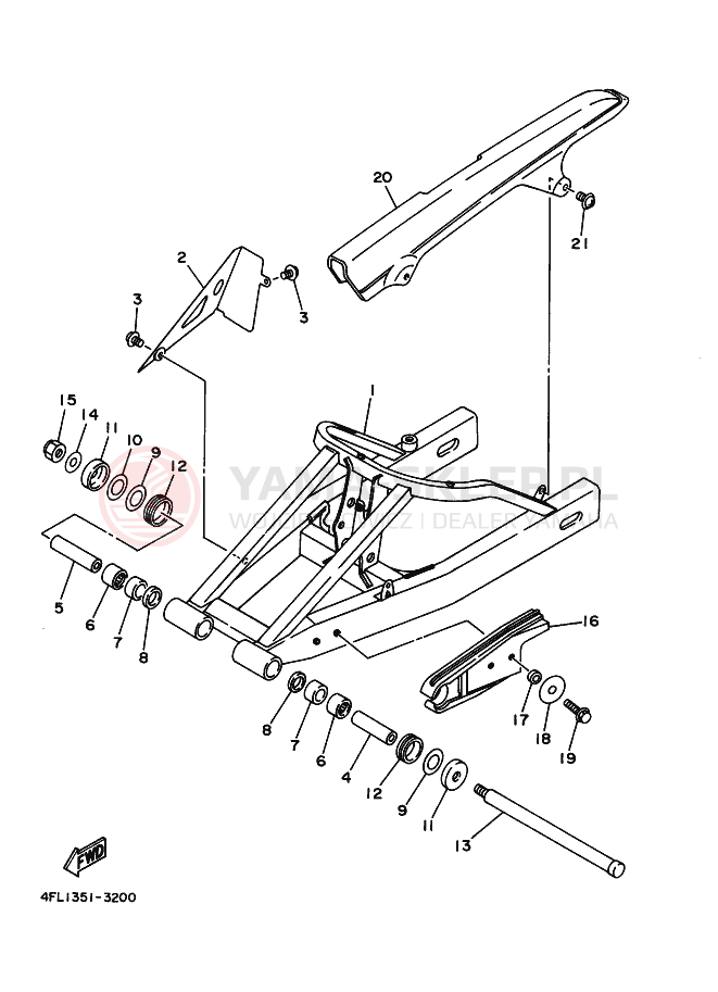 Schemat "wahacz, zawieszenie tył" do Yamaha TZR125