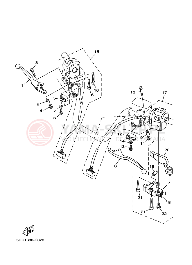 Schemat "Kierownica i osprzęt" do Yamaha YP400ABS