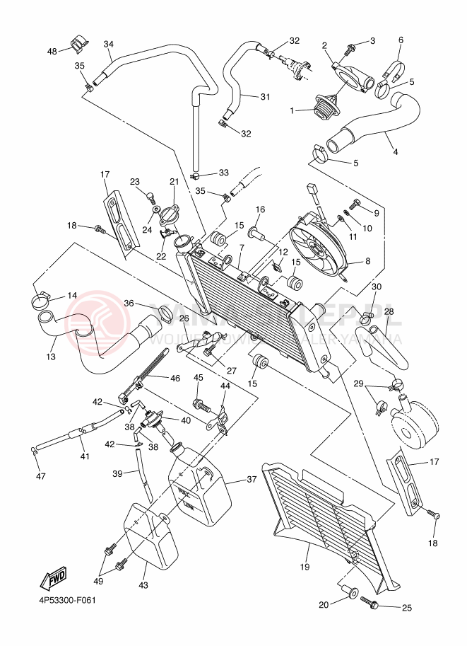 Schemat "Węże chłodnicy" do Yamaha FZ6-NAHG