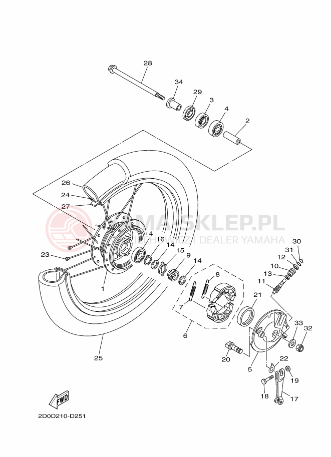 Schemat "Koło przód" do Yamaha YBR125E