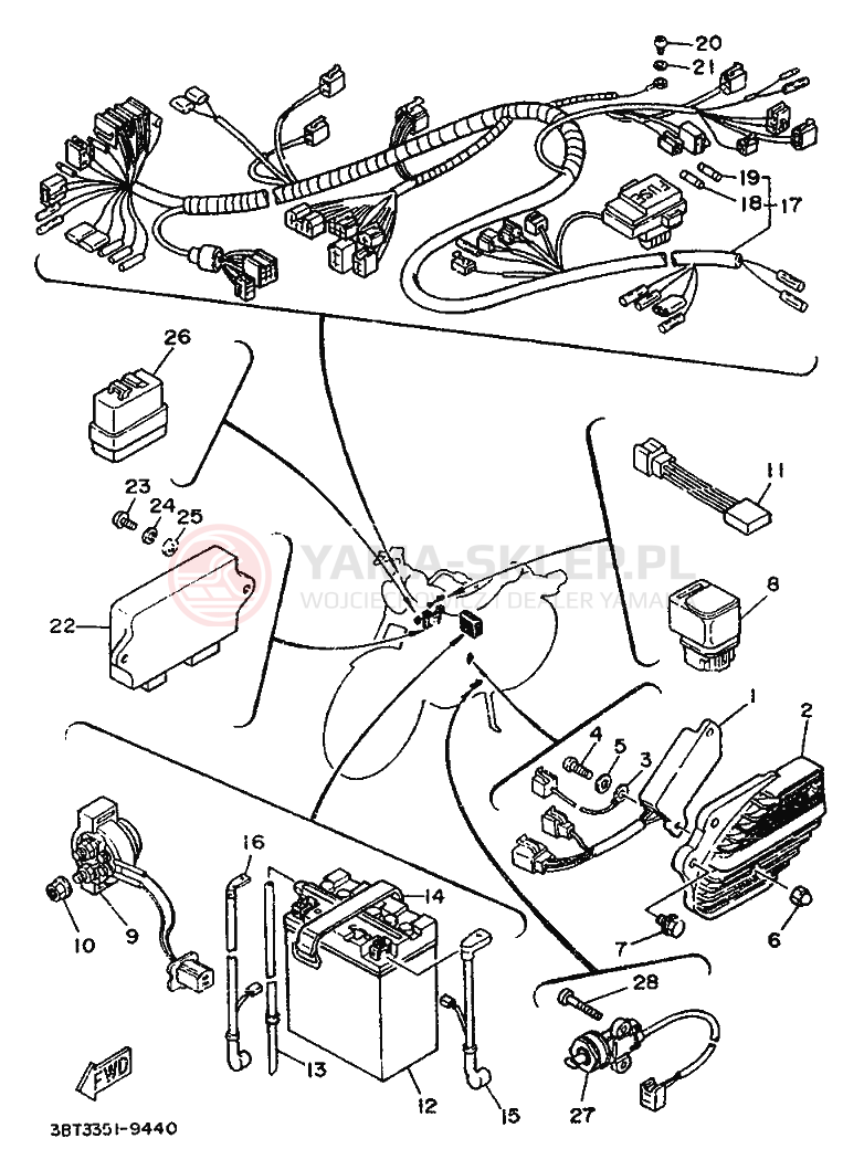 Schemat "układ elektryczny" do Yamaha XV535 VIRAGO